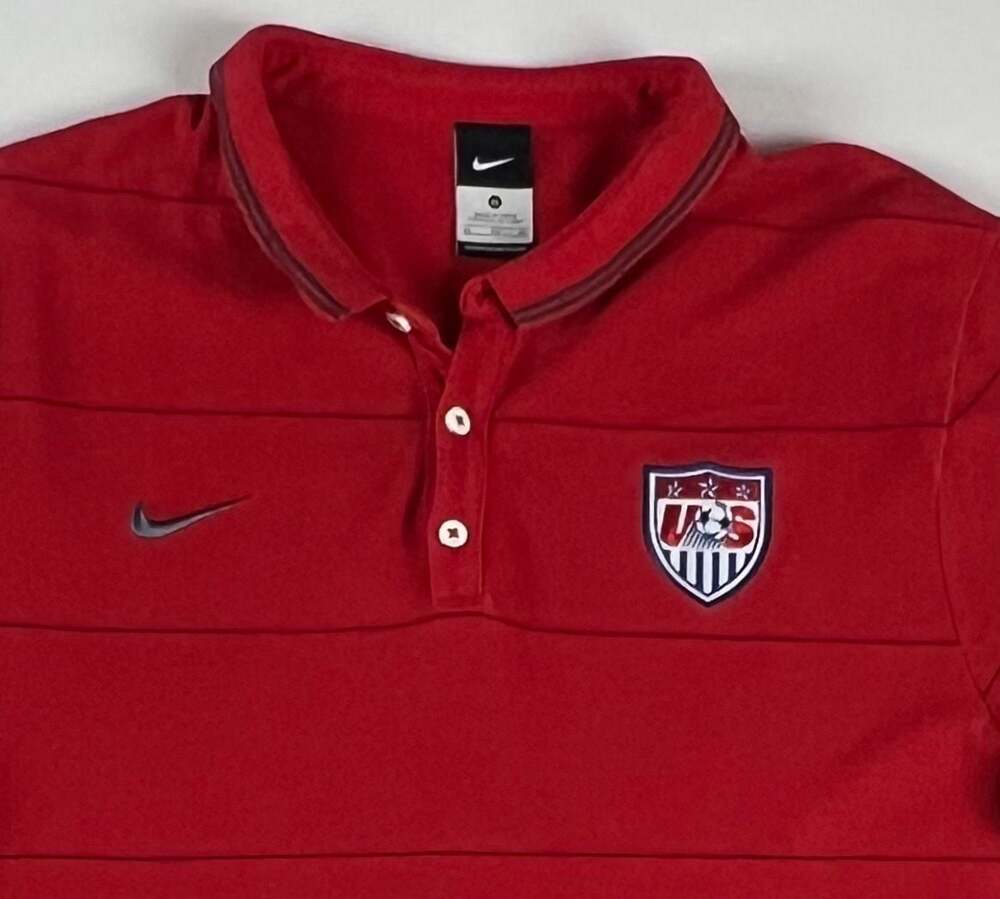 Nike USA Soccer National Team Red Striped Polo Shirt Size XL